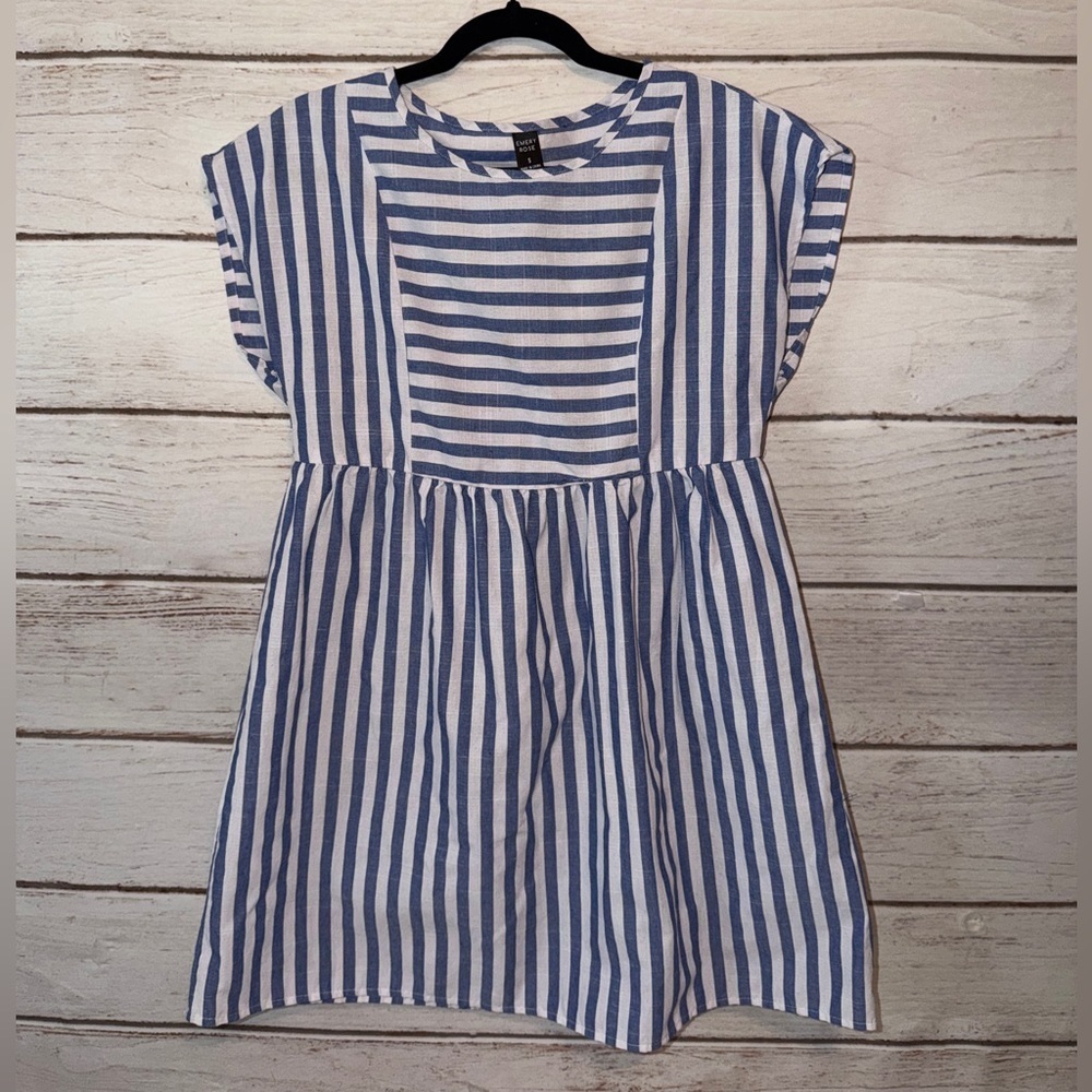 Blue and White Striped Kids Dress